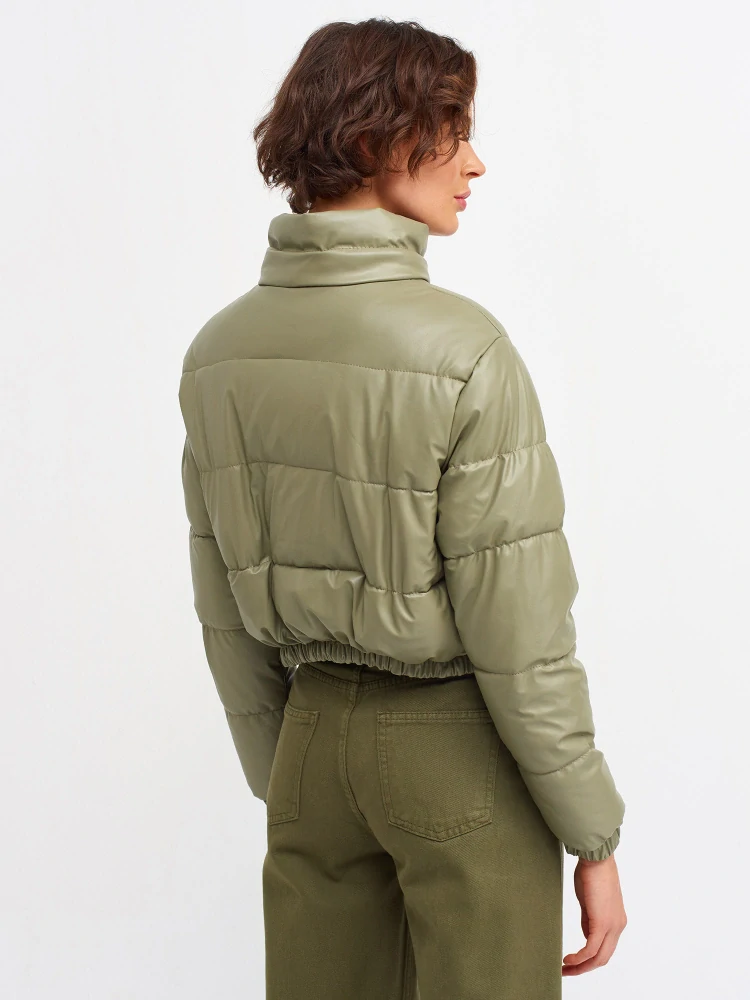 Koženková bunda khaki