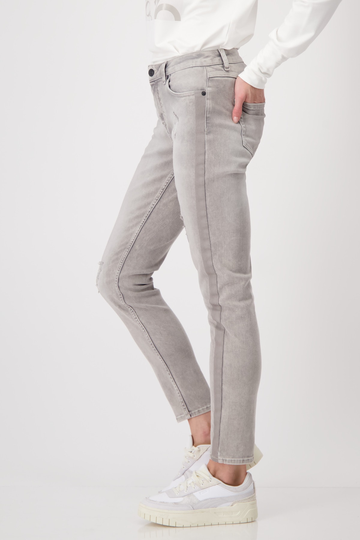 Monari moderní dámské džíny skinny šedé