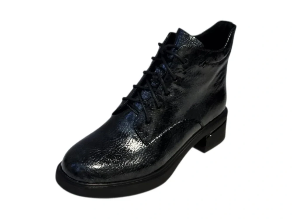 Urban Ladies stylové modré kotníkové boty s jemným metalickým leskem