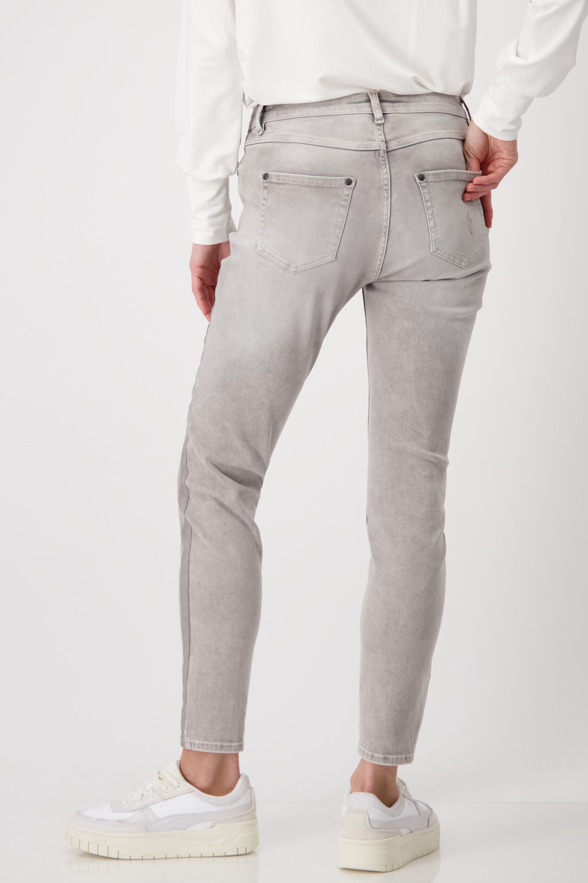 Monari moderní dámské džíny skinny šedé